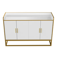 Modern Kitchen Buffet Storage Cabinet Cupboard White Gloss with Metal Legs for living room Kitchen