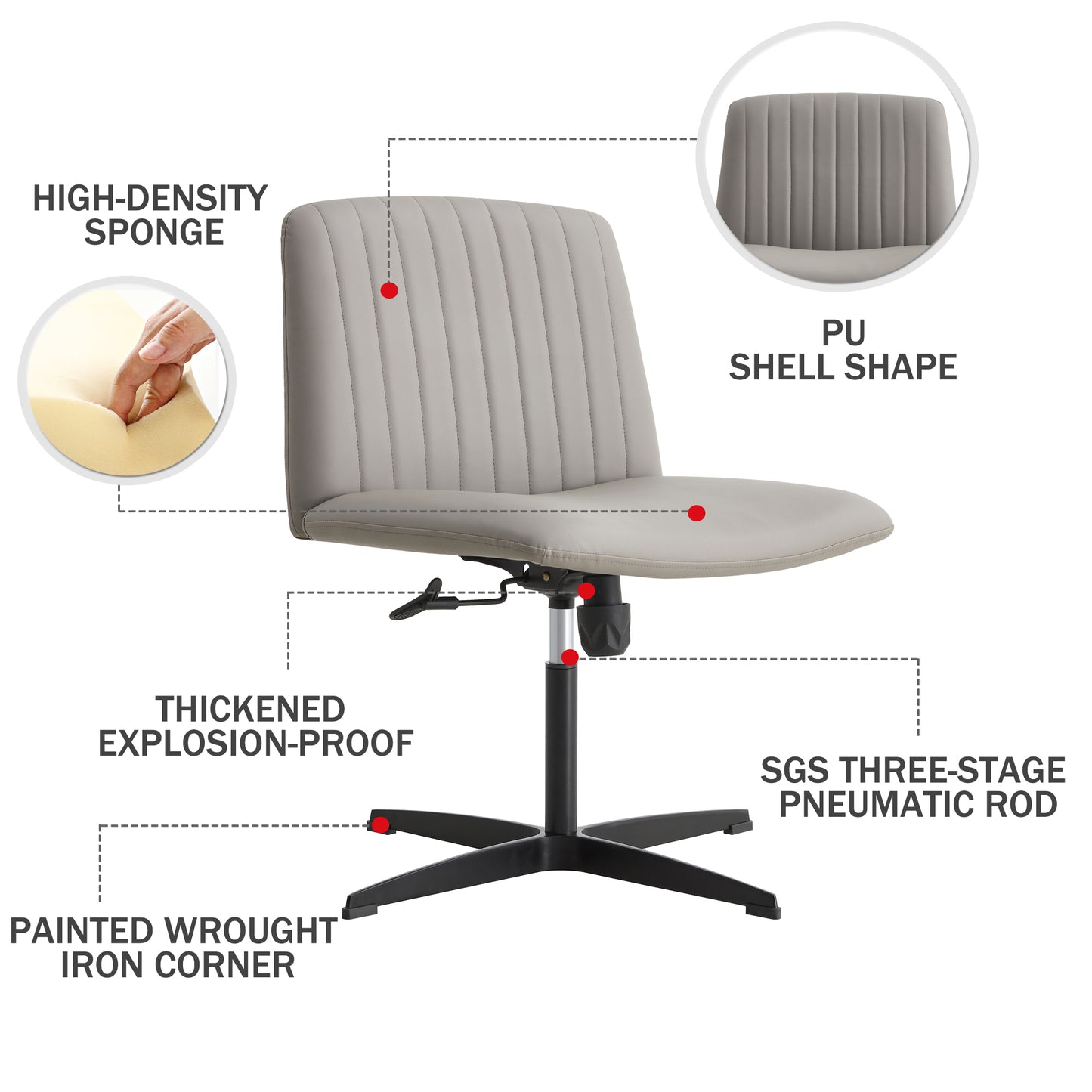 High Grade Pu Material. Home Computer Chair Office Chair Adjustable 360 ° Swivel Cushion Chair With Black Foot Swivel Chair Makeup Chair Study Desk Chair. No Wheels set of 2.