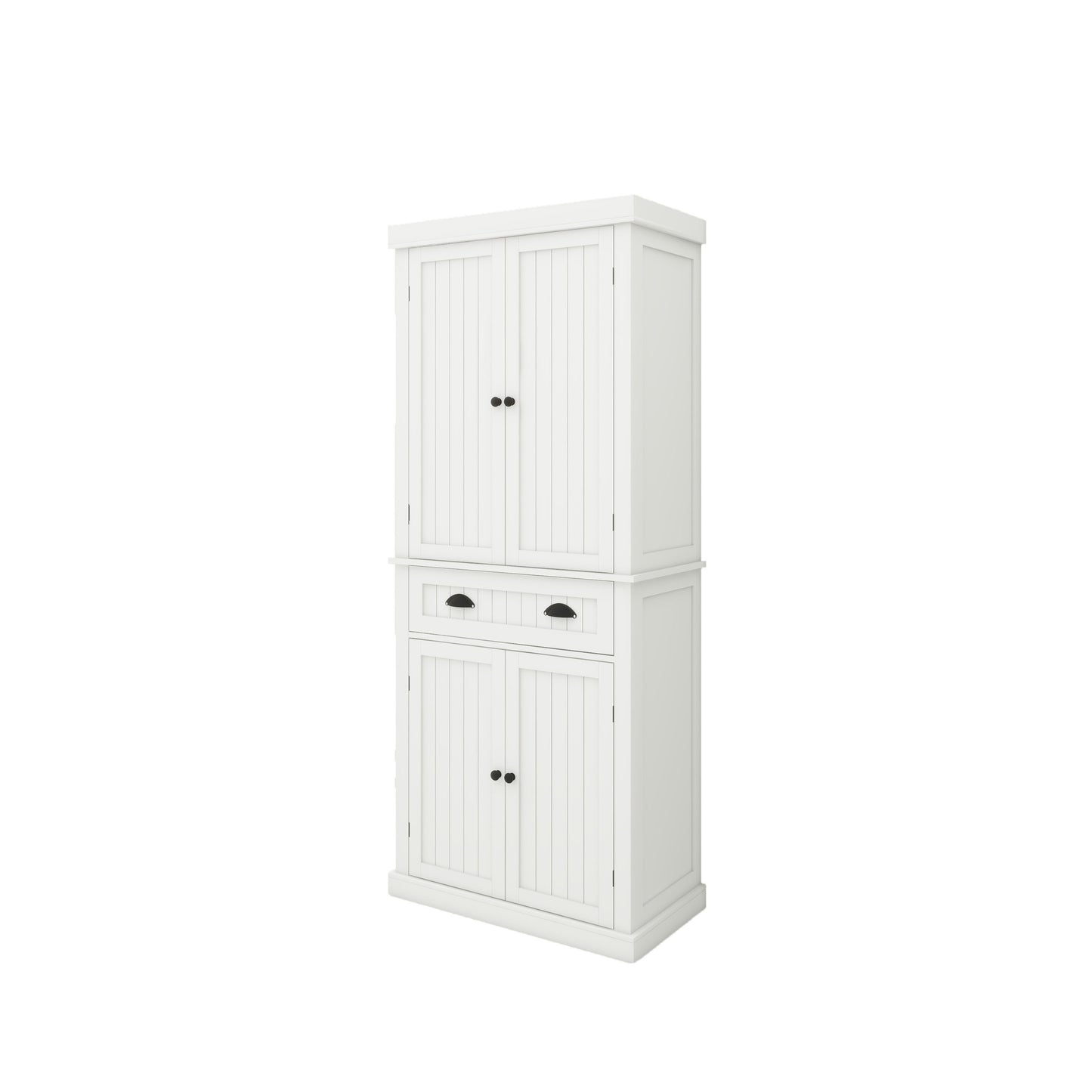 Four doors and a drawer cabinet ordinary slotted models-White