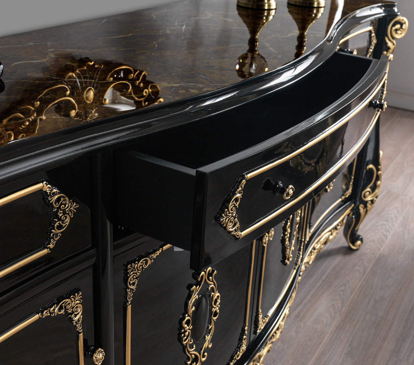 ACME Betria Console Table, Gold & Black Finish AC01892