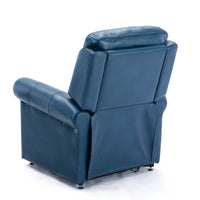 Lowell Navy Blue Leather Gel Lift Chair with Massage