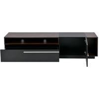 ON-TREND Two-tone Design TV Stand with Silver Handles, UV High-Gloss Media Console for TVs Up to 70", Chic style TV Cabinet with Spacious Storage Space for Living Room, Black