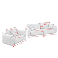 3-seater + 1-seater combination sofa Modern Couch for Living Room Sofa,Solid Wood Frame and Stable Metal Legs, 3 Pillows, Sofa Furniture for Apartment