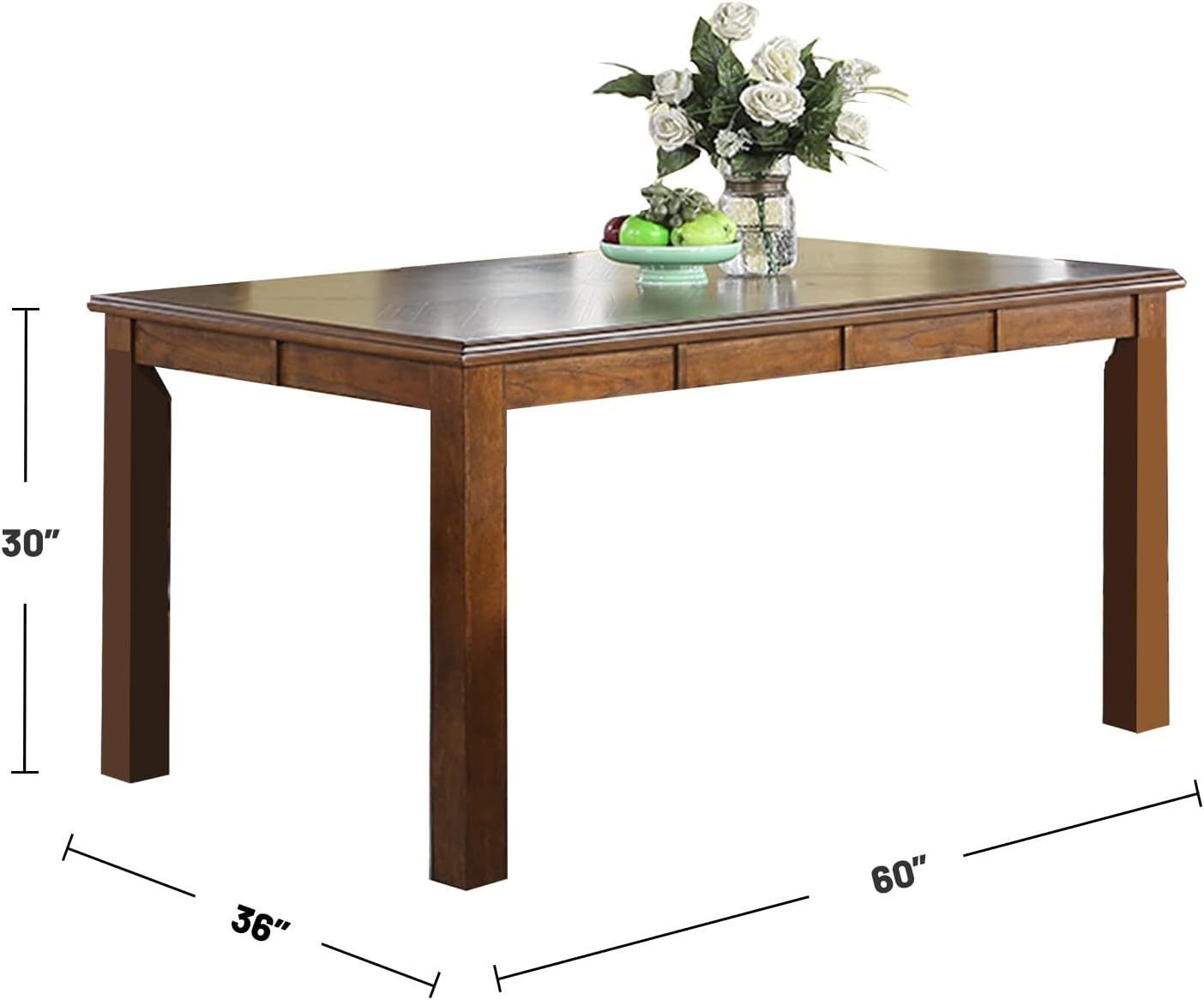 Dining Room Furniture Walnut Rubber wood MDF Rectangular Table 1pc Dining Table Only.