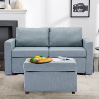 2 Seat Module Sectional Sofa Couch With 1 Ottoman,Seat Cushion and Back Cushion Removable and Washable,Light Blue