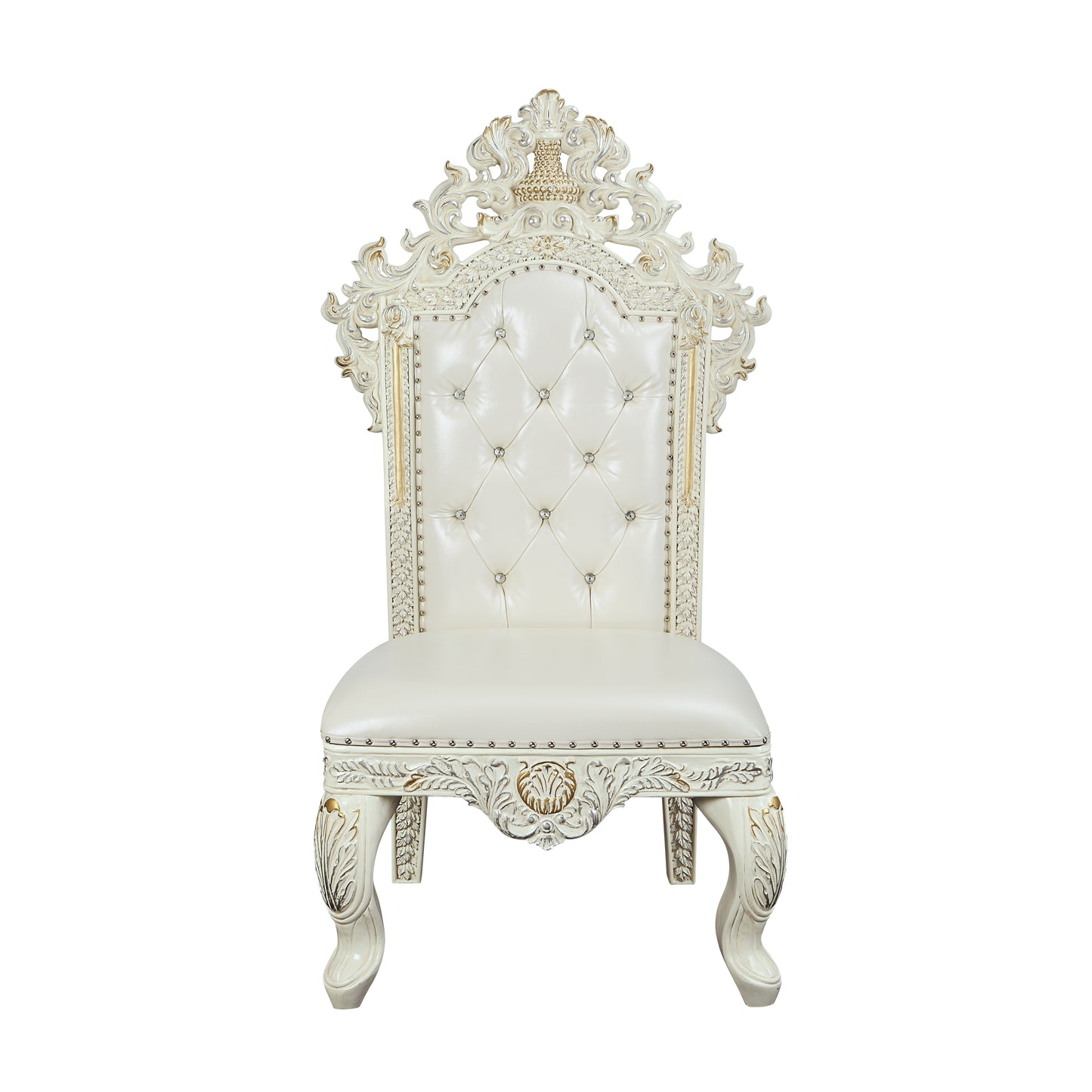 ACME Adara SIDE CHAIR (SET-2) Pearl White PU & Antique White Finish DN01230