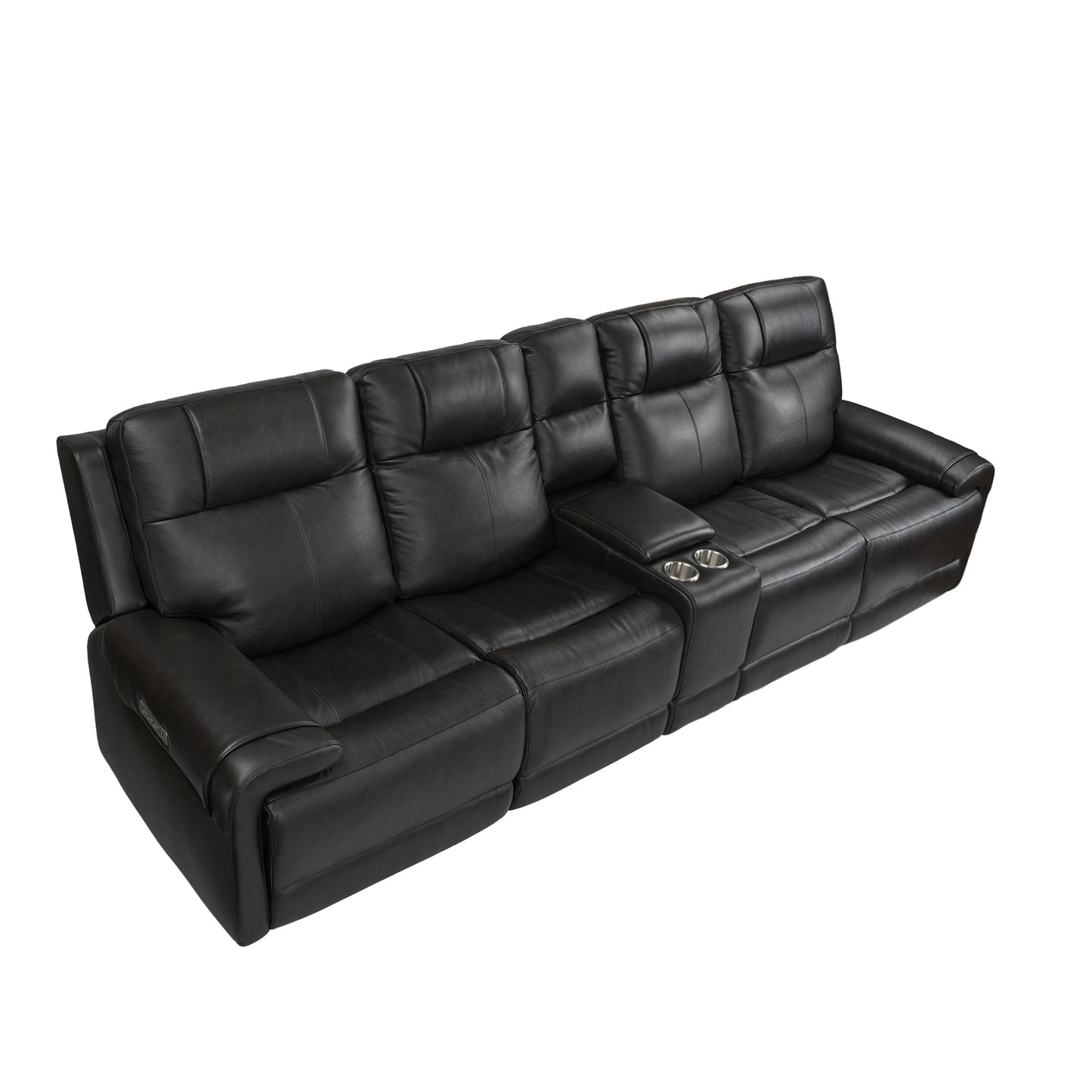 Trevor Triple 4 Seats Power Sofa With Console,Genuine Leather,Lumbar Support,Adjustable Headrest,USB & Type C Charge Port ,Middle Armless Chair are Stationary