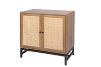 Natural rattan, 2 door cabinet, with 1 Adjustable Inner Shelves, rattan, Accent Storage Cabinet, Set of 2