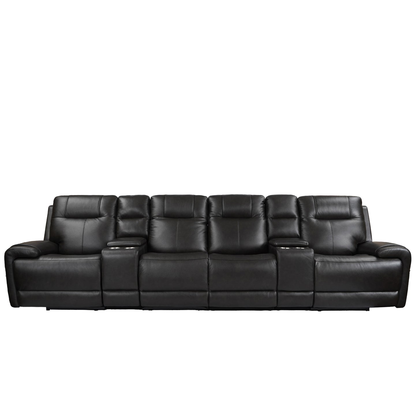 Trevor Triple 4 Seats Power Sofa With 2 Console ,Genuine Leather, Lumbar Support, Adjustable Headrest, USB & Type C Charge Port, Middle Armless Chair With Triple Power Control