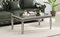 ON-TREND Sleek Glass Mirrored Coffee Table with Adjustable Legs, Easy Assembly Cocktail Table with Sturdy Design, Luxury Contemporary Center Table for Living Room, Silver