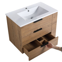 30 Inch Wall Mounting Bathroomg Vanity With Sink, Soft Close Drawer and Side Shelf-G-BVB01430IMO-GRB3020MOWH