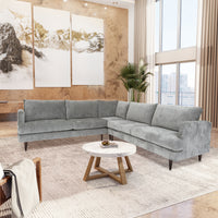 L Shaped Sectional Sofas for Living Room, Modern Sectional Couches for Bedrooms, Apartment with Solid Wood Frame (Velvet, Silver)