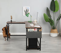 Modern Design L-Shaped Desk Corner Computer Desk PC laptop Computer Table Study Desk Home Office Wood & Metal Deep Rustic