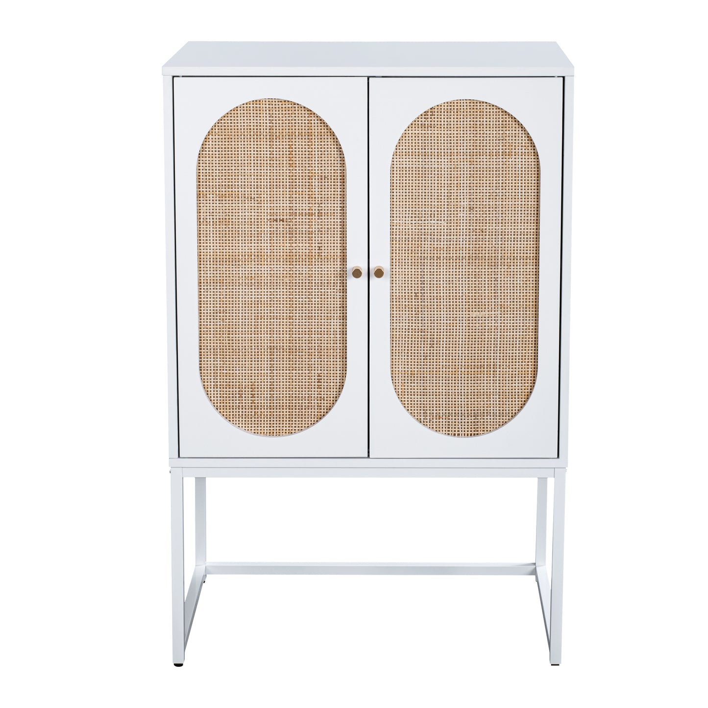 Natural Rattan 2 Door high cabinet, Built-in adjustable shelf, Easy Assembly, Free Standing Cabinet for Living Room Bedroom