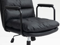 Office Chair,Mid Back Home Office Desk Task Chair with Wheels and Arms Ergonomic PU Leather Computer Rolling Swivel Chair with Padded Armrest,The back of the chair can recline 40° (Black)