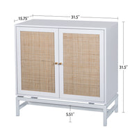 Natural rattan 2 door cabinet, with 1 Adjustable Inner Shelves, rattan, Accent Storage Cabinet, Set of 2