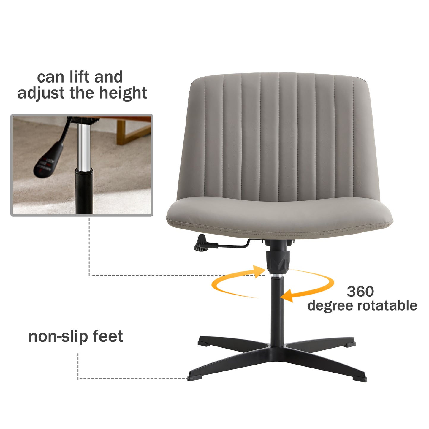 High Grade Pu Material. Home Computer Chair Office Chair Adjustable 360 ° Swivel Cushion Chair With Black Foot Swivel Chair Makeup Chair Study Desk Chair. No Wheels set of 2.