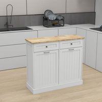 Two Drawers and Two-Compartment Tilt-Out Trash Cabinet Kitchen Trash Cabinet-White