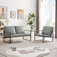 Lounge, living room, office or the reception area PVC leather accent arm chair with Extra thick padded backrest and seat cushion sofa chairs,Non-slip adsorption feet,sturdy metal frame,Gray