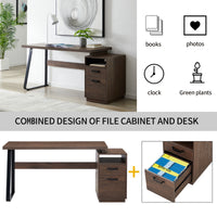 Home Office Computer Desk with Drawers/Hanging Letter-size Files, 65 inch Writing Study Table with Drawers