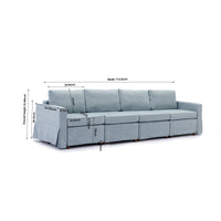 4 Seat Module Sectional Sofa Couch With 1 Ottoman,Seat Cushion and Back Cushion Removable and Washable,Light Blue