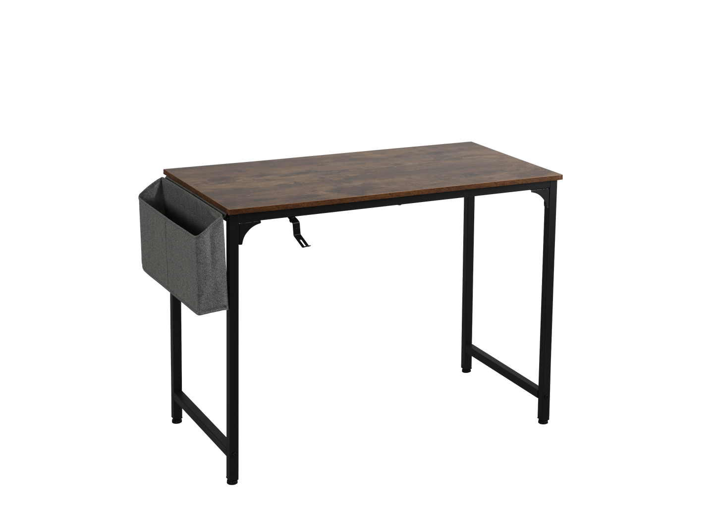 Study Computer Desk 40" Home Office Writing Small Desk, Modern Simple Style PC Table, Black Metal Frame, Rustic Brown