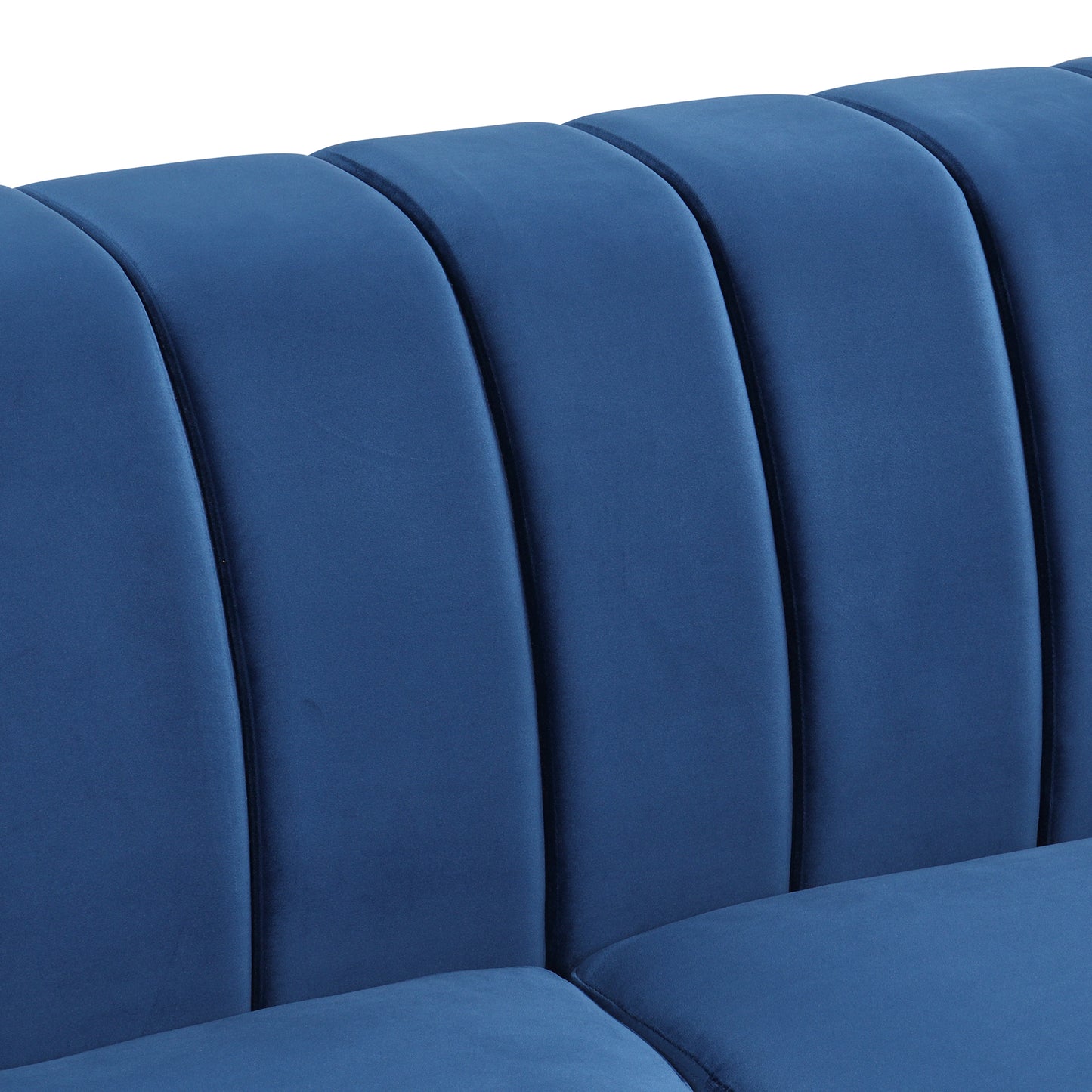 51" Modern Sofa Dutch Fluff Upholstered sofa with solid wood legs, buttoned tufted backrest,blue