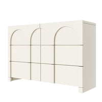 Modern Style Six-Drawer Dresser Sideboard Cabinet Ample Storage Spaces for Living Room, Children's Room, Adult Room, Half Gloss White