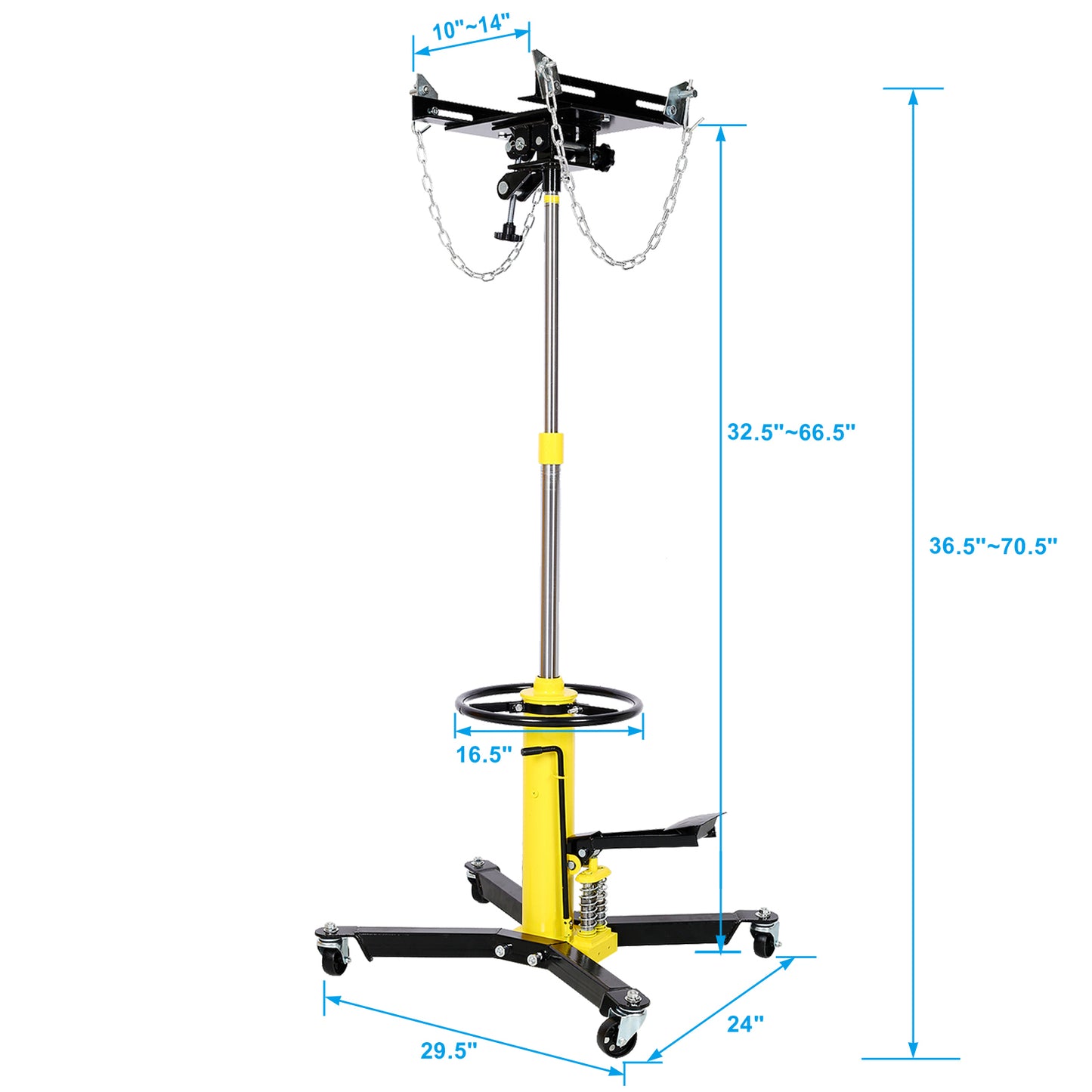 1660lbs Transmission Jacks Quick Lift Dual Spring , Hydraulic Transmission Jack 2 Stage Hydraulic w/ 360° for car lift 0.75 Ton