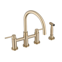 Double Handle Bridge Kitchen Faucet with Side Spray