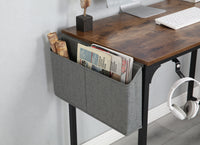 Study Computer Desk 40" Home Office Writing Small Desk, Modern Simple Style PC Table, Black Metal Frame, Rustic Brown