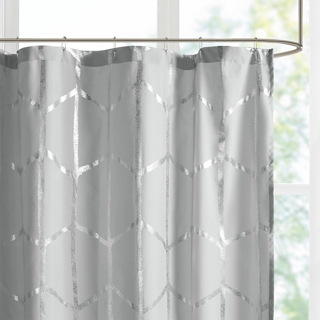 Printed Metallic Shower Curtain