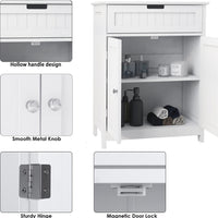 Bathroom Floor Cabinet Freestanding 2 Doors and 1 Drawer Wood Storage Organizer Cabinet for Bathroom and Living Room-White