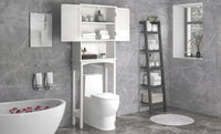 Over-The-Toilet Bathroom Cabinet with Shelf and Two Doors Space-Saving Storage, Easy to Assemble, White