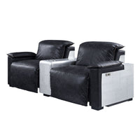 ACME Misezon Power Recliner in Black Top Grain Leather & Aluminum 59952