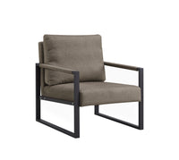 Fiber cloth armchair Metal frame upholstered back and cushion sofa chair living room (light fiber cloth + metal + foam)