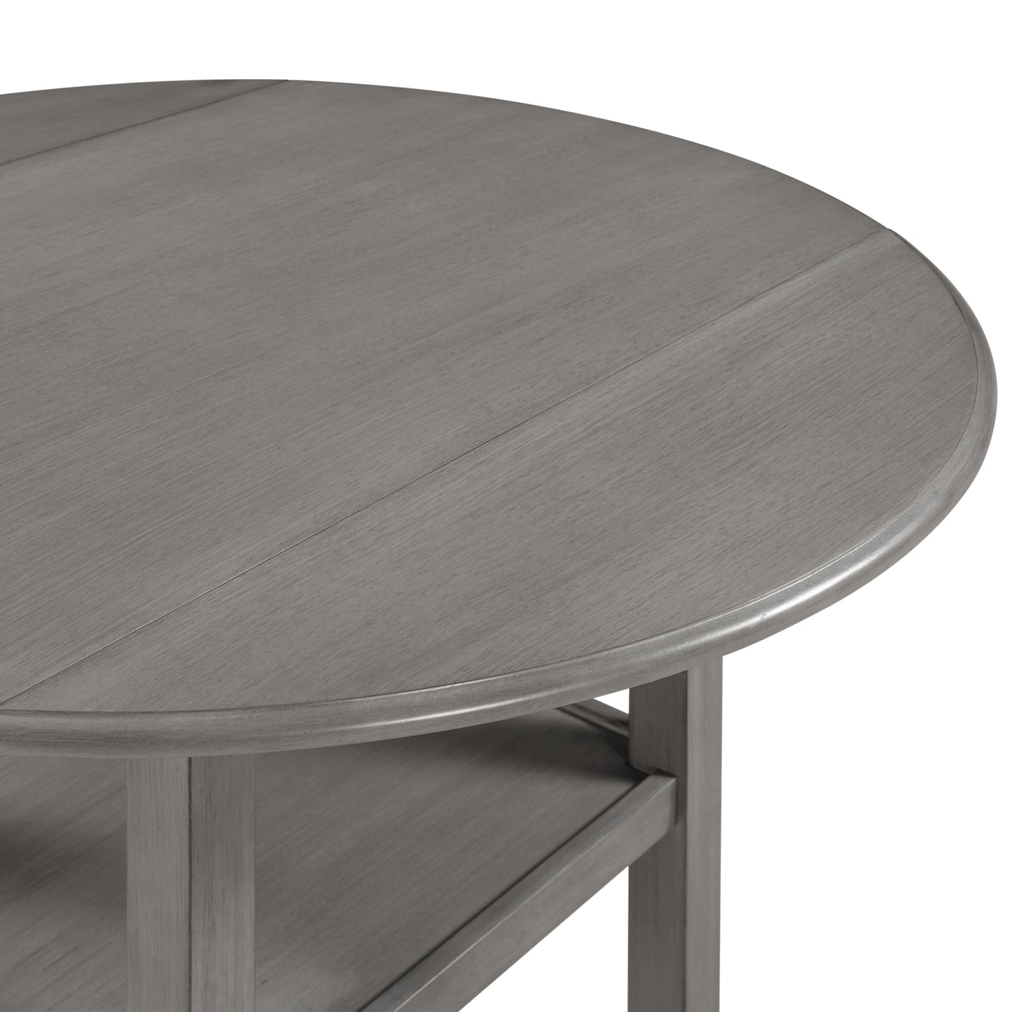 TOPMAX Farmhouse Round Counter Height Kitchen Dining Table with Drop Leaf  and One Shelf for Small Places, Gray