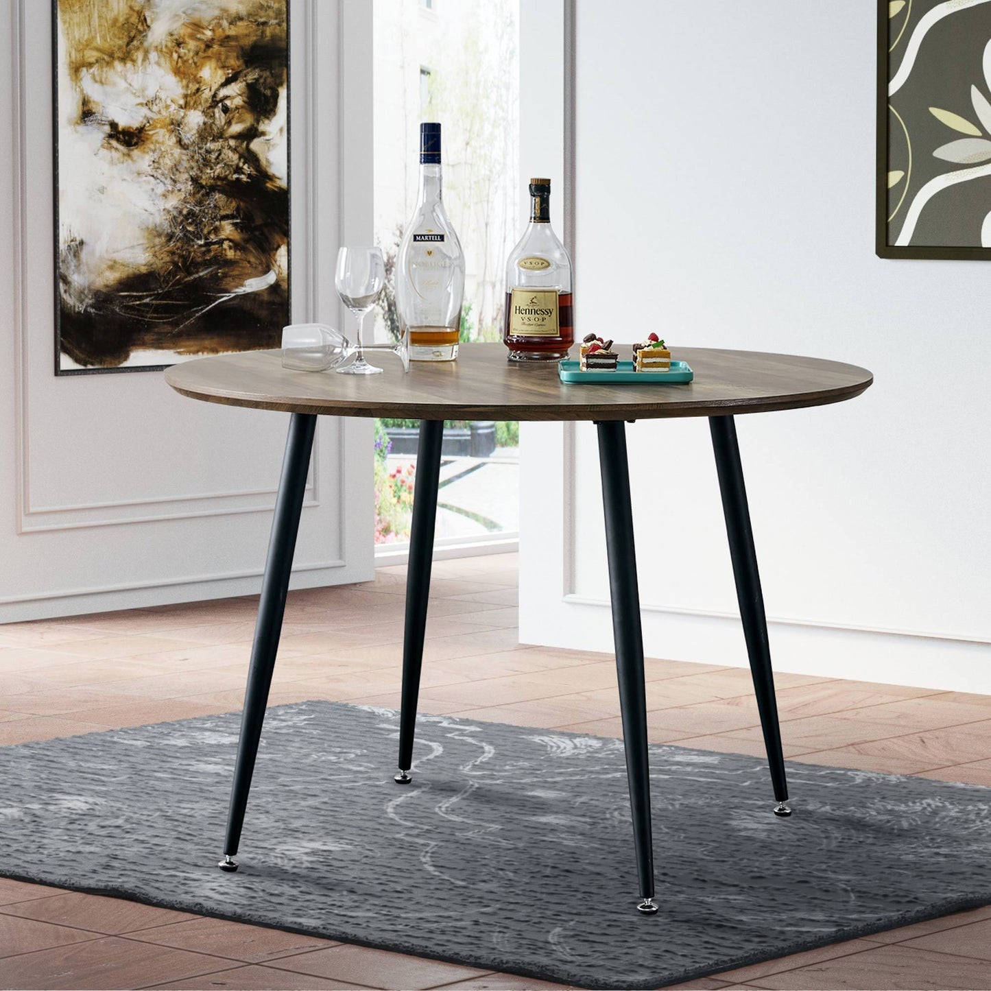 Diameter 44.8 inch MDF Modern simplicity roundI Imitation wood grain  dining table.Applicable 6-8 persons to dining room and meeting room.F-1164-WOOD