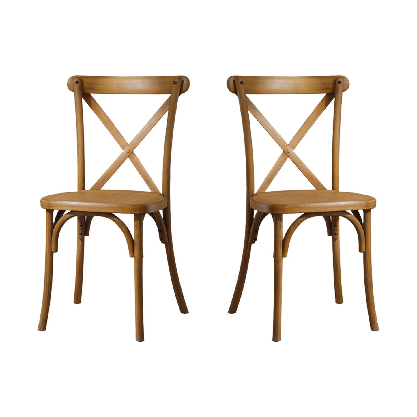 2-Pack Resin X-Back Chair Dining Chair Furniture 2-Pack, Retro Natural Mid Century Chair Modern Farmhouse Cross Back Chair , Natural