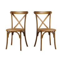 2-Pack Resin X-Back Chair Dining Chair Furniture 2-Pack, Retro Natural Mid Century Chair Modern Farmhouse Cross Back Chair , Natural