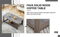 A modern and practical gray textured coffee table,tea table.Double layered coffee table made of MDF material,. Suitable for living room,bedroom and study room. 43.3"*21.6"*16.5"   CT-16