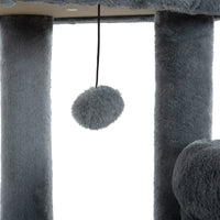 Cat Tree, 105-Inch Cat Tower for Indoor Cats, Plush Multi-Level Cat Condo with 3 Perches, 2 Caves, Cozy Basket and Scratching Board, GRAY COLOR