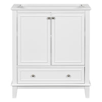 30" Bathroom Vanity without Sink, Base Only, Multi-functional Bathroom Cabinet with Doors and Drawer, Solid Frame and MDF Board, White