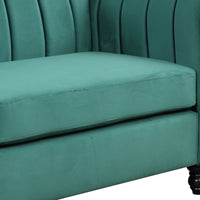 39" Modern Sofa Dutch Fluff Upholstered sofa with solid wood legs, buttoned tufted backrest,green