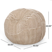 Blalock Faux Fur 5 ft. Winter Bean Bag, Snow White and Beige