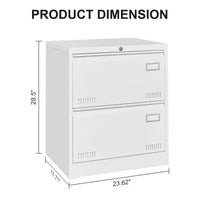 Filing Cabinet Lateral File Cabinet 2 Drawer, White Filing Cabinets with Lock, Locking Metal File Cabinets Three Drawer Office Cabinet for Legal/Letter/A4/F4 Home Offic