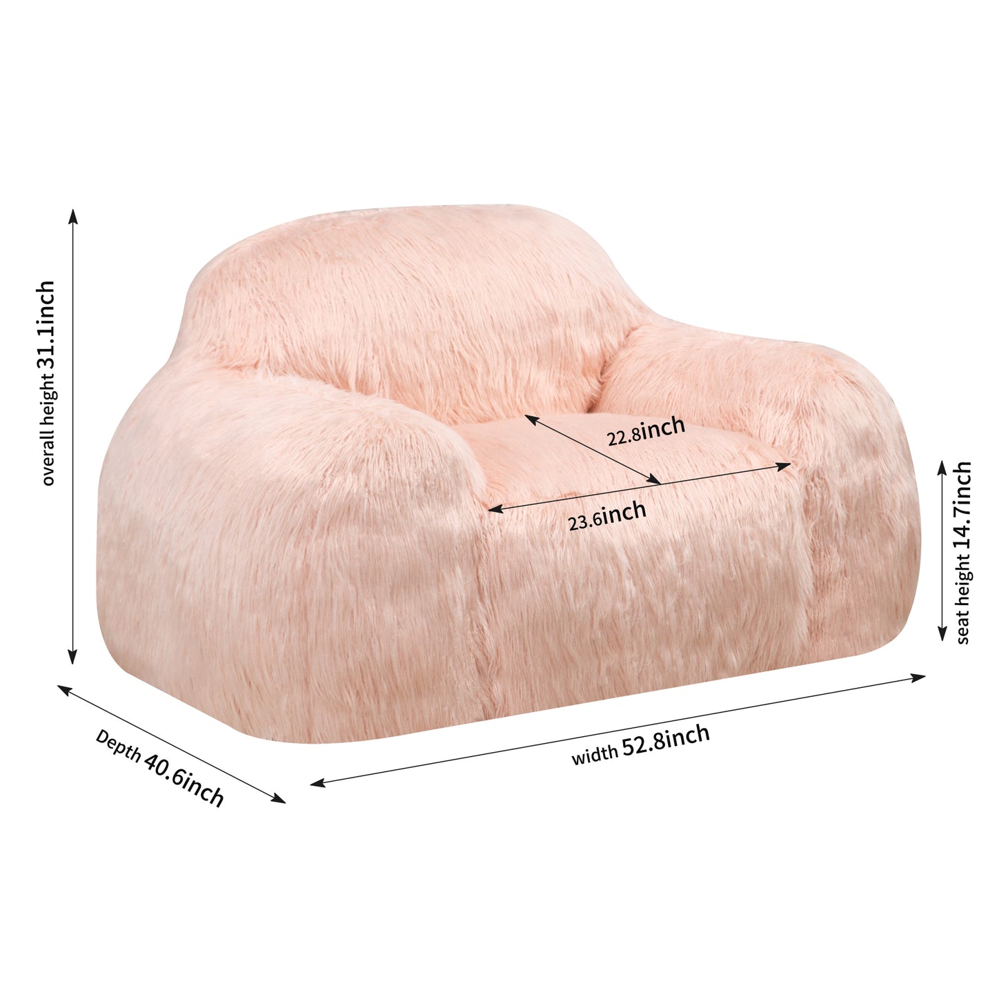 Bean bag chair lazy long hair sofa bean bag chair adult, teen high density foam filled modern focus chair comfortable living room, bedroom chair