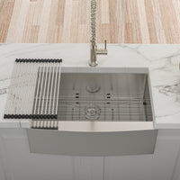 27 Inch Farmhouse Kitchen Sink - 27"x21"x10" Stainless Steel Apron Front Farmhouse Sink 10 Inch Deep 16 Gauge Single Bowl Kitchen Sink Basin