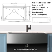 33x22 Inch Farmhouse Workstation Gunmetal Black All In One Kitchen Sink 18 Gauge Stainless Steel Single Bowl Sink With Faucet