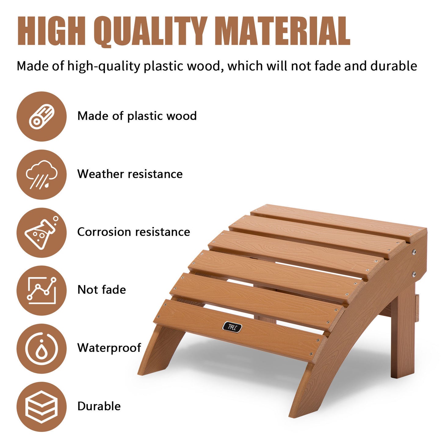 TALE Adirondack Ottoman Footstool All-Weather and Fade-Resistant Plastic Wood for Lawn Outdoor Patio Deck Garden Porch Lawn Furniture Brown Ban on Amazon